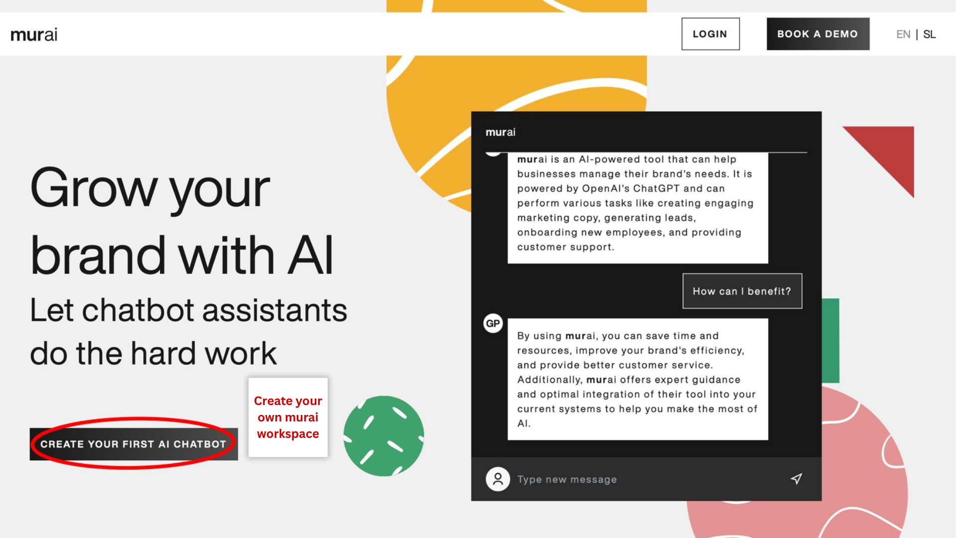 By clicking this button you can create your own murai workspace! Create your first AI chatbot