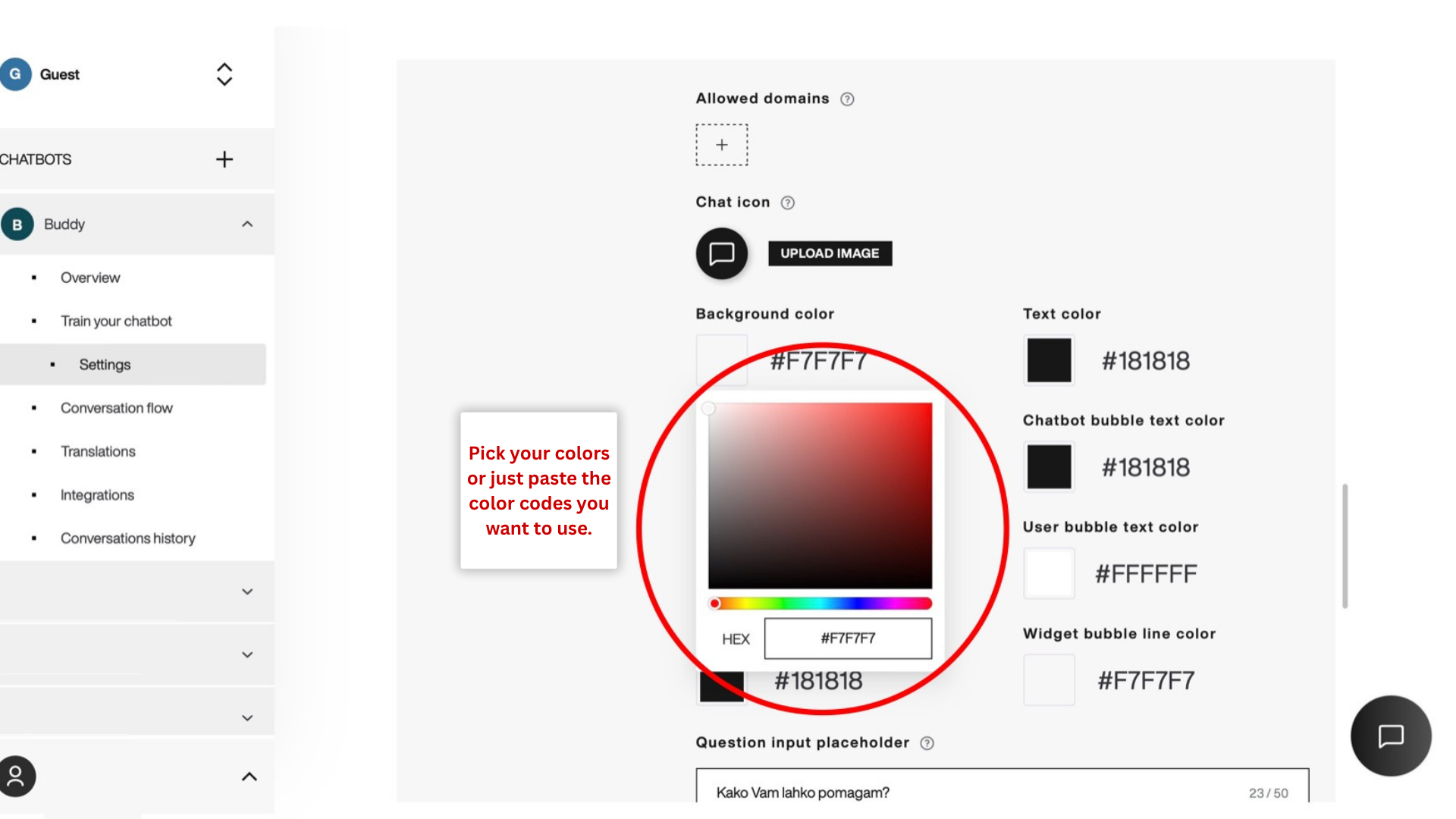 How to select color. Select color